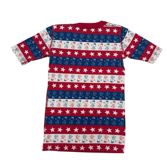 HANNA ANDERSSON Peanuts Snoopy USA Flag Pajama Set Sz 10 140 Kids Red White Blue - Picture 4 of 7
